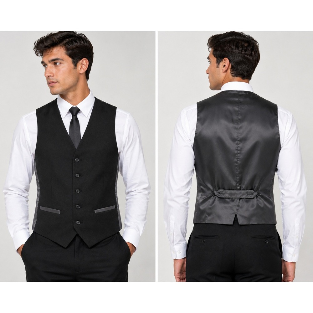 Alfani Slim Fit Mens Suit Vest Black Five Button Waistcoat Formal Size S